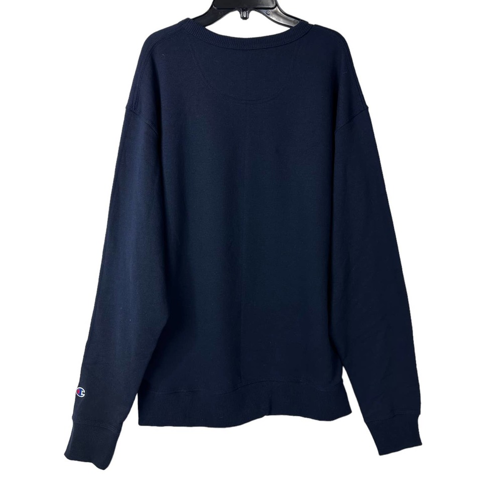 Champion Men's Large‎ Powerblend Crewneck Sweatshirt, Navy Blue, Red/White Logo - Picture 4 of 5